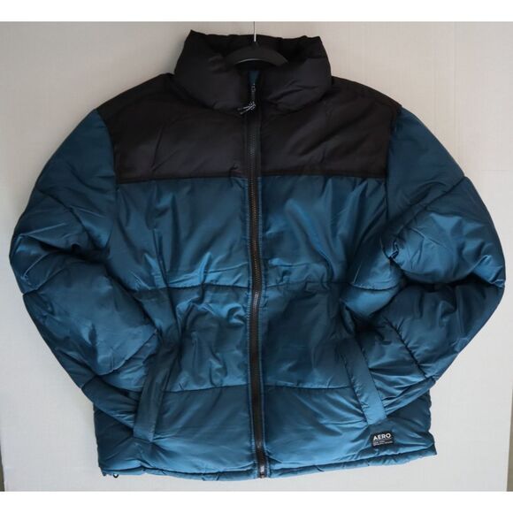 Aeropostale 3083 Men's Sz M Teal/Black Colorblock Heavyweight Puffer Jacket - Picture 10 of 13